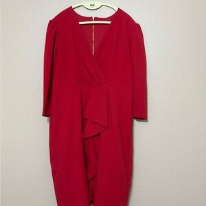 Julia Jordan Vibrant Red Long Sleeve Dress